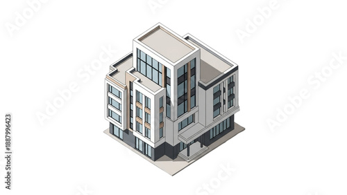 Modern Isometric Building Illustration Contemporary Architectural Design for Urban Development and Real Estate Projects