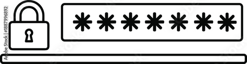 Password Input Field with Padlock Icon and Asterisks on White Background vector illustration