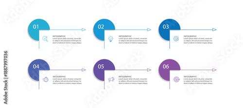 Infographic design with icons and 6 options or steps. Infographic for business concepts.