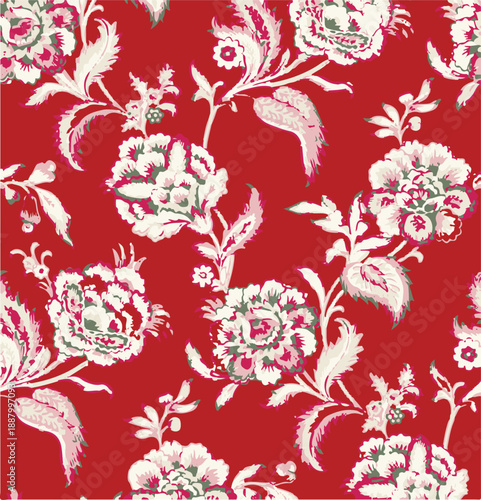 Big flowers pattern, upscale floral pattern. graphical textures floral, trendy colors pattern , flowers background with leaves. vector illustration.