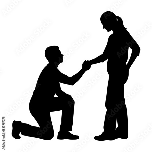 Man proposing to woman on one knee Vector