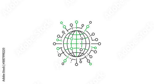 Minimalist Global Network Connectivity Vector Icon. Digital World Grid Technology Concept.