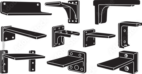 Collection of various metal bracket designs and shapes