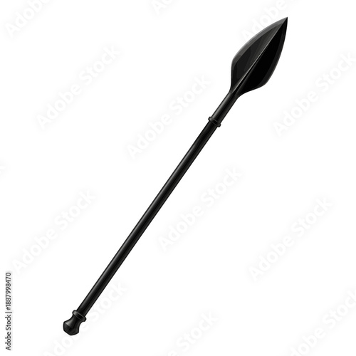 Striking black spear with a pointed leaf-shaped head on a crisp white background Vector