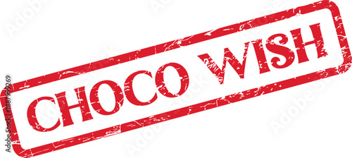 Vibrant Red Distressed Choco Wish Rubber Stamp with Textured Rectangular Frame