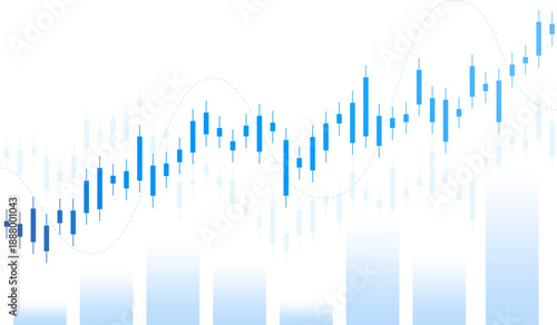 Minimalist representation of candlestick chart with blue and white tones