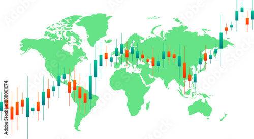 Candlestick chart displaying fluctuating market trends and price variations