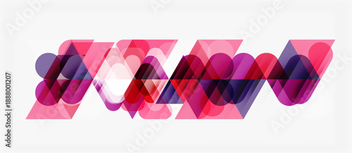 Abstract composition. Overlapping shapes create vibrant, flowing pattern. Pink, purple hues dominate design. Modern aesthetic.