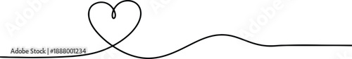 A clean and minimalistic continuous one line drawing of a heart and line, vector illustration