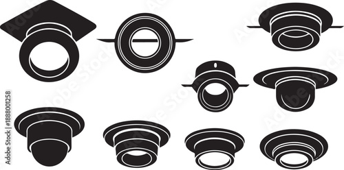 Collection of various black graduation cap icons and symbols