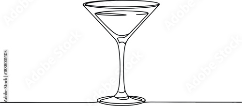 A clean and minimalistic continuous one line drawing of a martini glass, vector illustration
