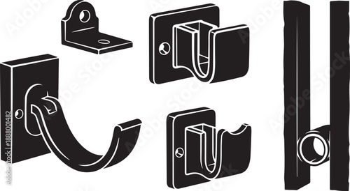 Door hardware components and parts illustrated in detail