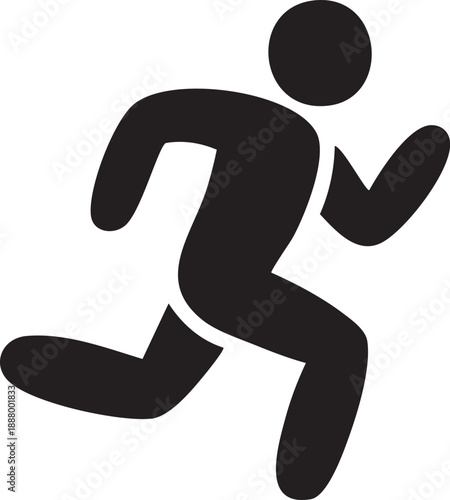 A person running quickly depicted in a stark black silhouette