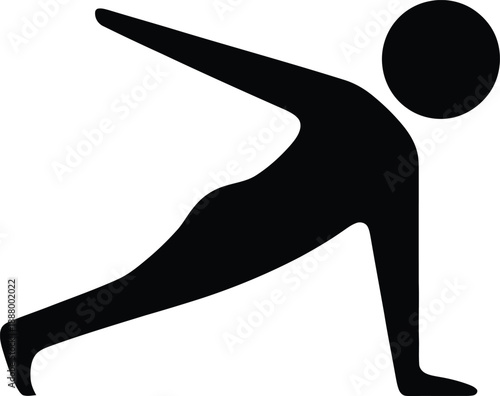 Person in a plank exercise pose minimalist black silhouette