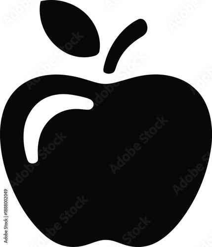 Simple black apple graphic with a leaf a striking silhouette