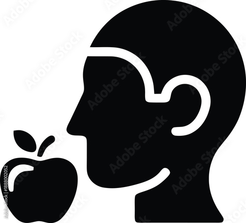Profile of a head with an apple minimalist design silhouette