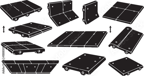 Various Black Dolly Platforms with Wheels for Moving Heavy Objects