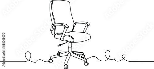 A clean and minimalistic continuous one line drawing of an office chair, vector illustration