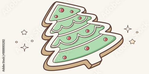 Decorated christmas tree cookie