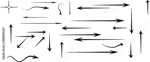 A collection of various black arrows on a white background