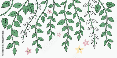 Hanging leaves with delicate flowers