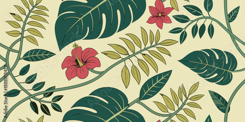 Vibrant tropical floral pattern