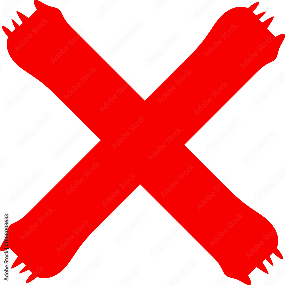 Obraz premium Bold red x mark symbol with sharp edges on transparent background