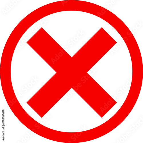 Red circle with a black x inside prohibition symbol on transparent background