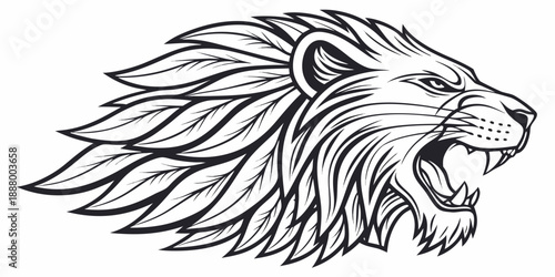 Majestic lion head silhouette