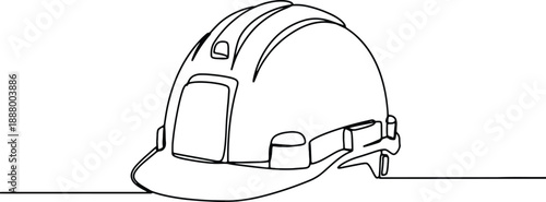 A clean and minimalistic continuous one line drawing of a hard hat, vector illustration