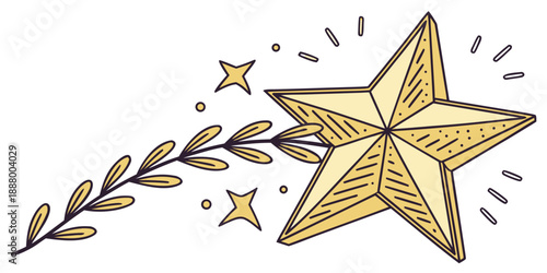 Illuminated star with radiant trail