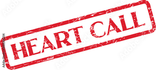Authentic Red Distressed Rubber Stamp Featuring the Words Heart Call for Emotional Messages and Connections
