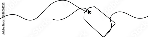 A clean and minimalistic continuous one line drawing of a tag with a string, vector illustration