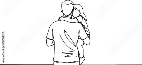 A clean and minimalistic continuous one line drawing of a parent holding a child, vector illustration