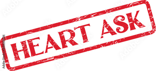 Red textured rubber stamp featuring the intriguing phrase Heart Ask for deep emotional inquiries