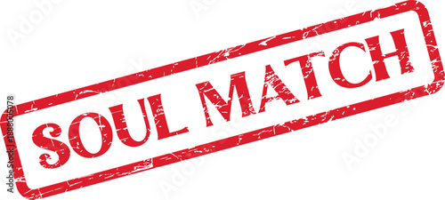 Soul Match Red Grunge Rubber Stamp Representing Perfect Spiritual Connection and Affinity