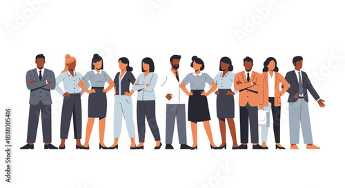 Confident, Diverse Group of Business Professionals Showcasing Modern Team Leadership and Inclusive Corporate Culture