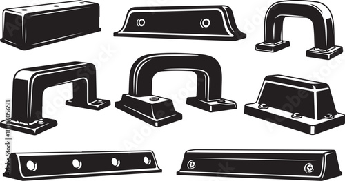 Collection of various metal handles and grips designs