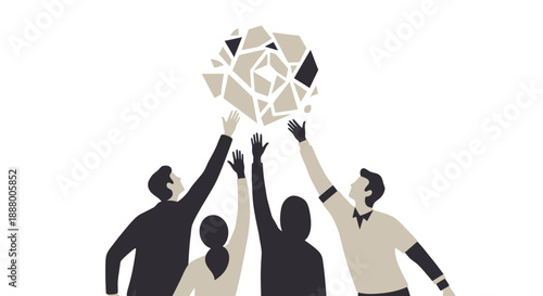 Synergistic Team Reaching for Collaborative Innovation and Solving Complex Business Challenges (Vector)