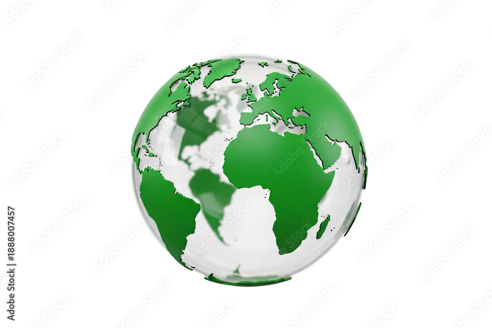 Obraz premium 3d green and white globe isolated on transparent background
