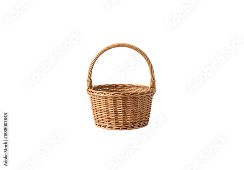 Empty brown wicker basket png on transparent background