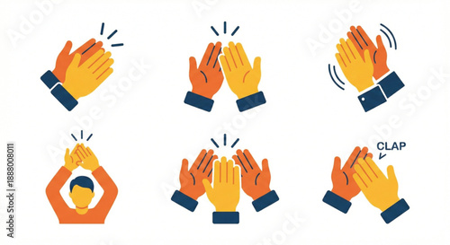 Various illustrations depicting hands clapping in different styles to represent applause and appreciation