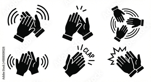 A collection of diverse clapping hand gesture icons representing applause, support, and celebration