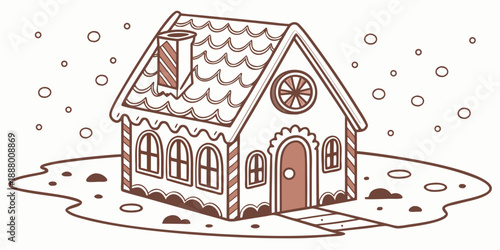 Charming gingerbread house in the snow