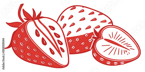 Freshly cut strawberries