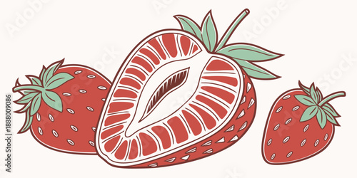 Cross section of strawberries