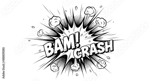 Comic style explosion with sound effects illustration