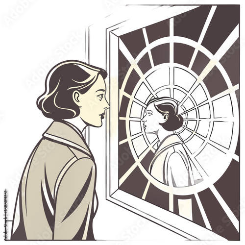 Symbolic Surreal Mirror and Reflection Collage Elements