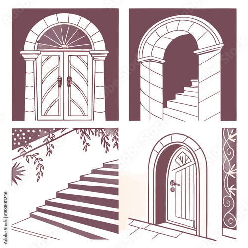 Abstract Surreal Portals and Gateways Collage Elements