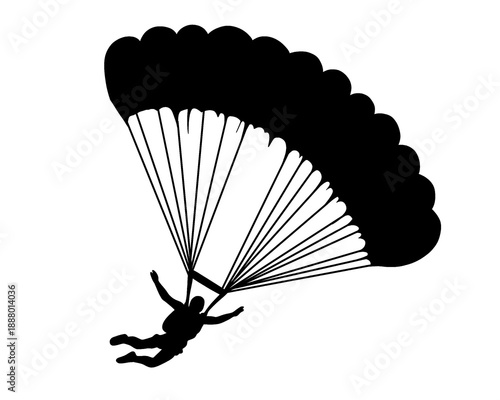 silhouette of a person doing parachuting, vector illustration
